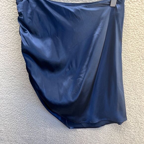 Cider Navy Blue Side Ruched Mini Skirt Size Small - Picture 7 of 8